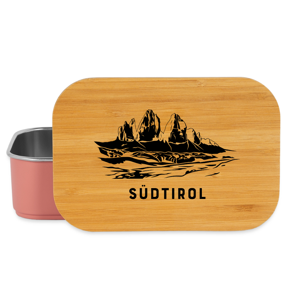 "Südtirol Drei Zinnen" - Jausebox - Tiroler Design Südtirol | Lunch Box - Hellrosa