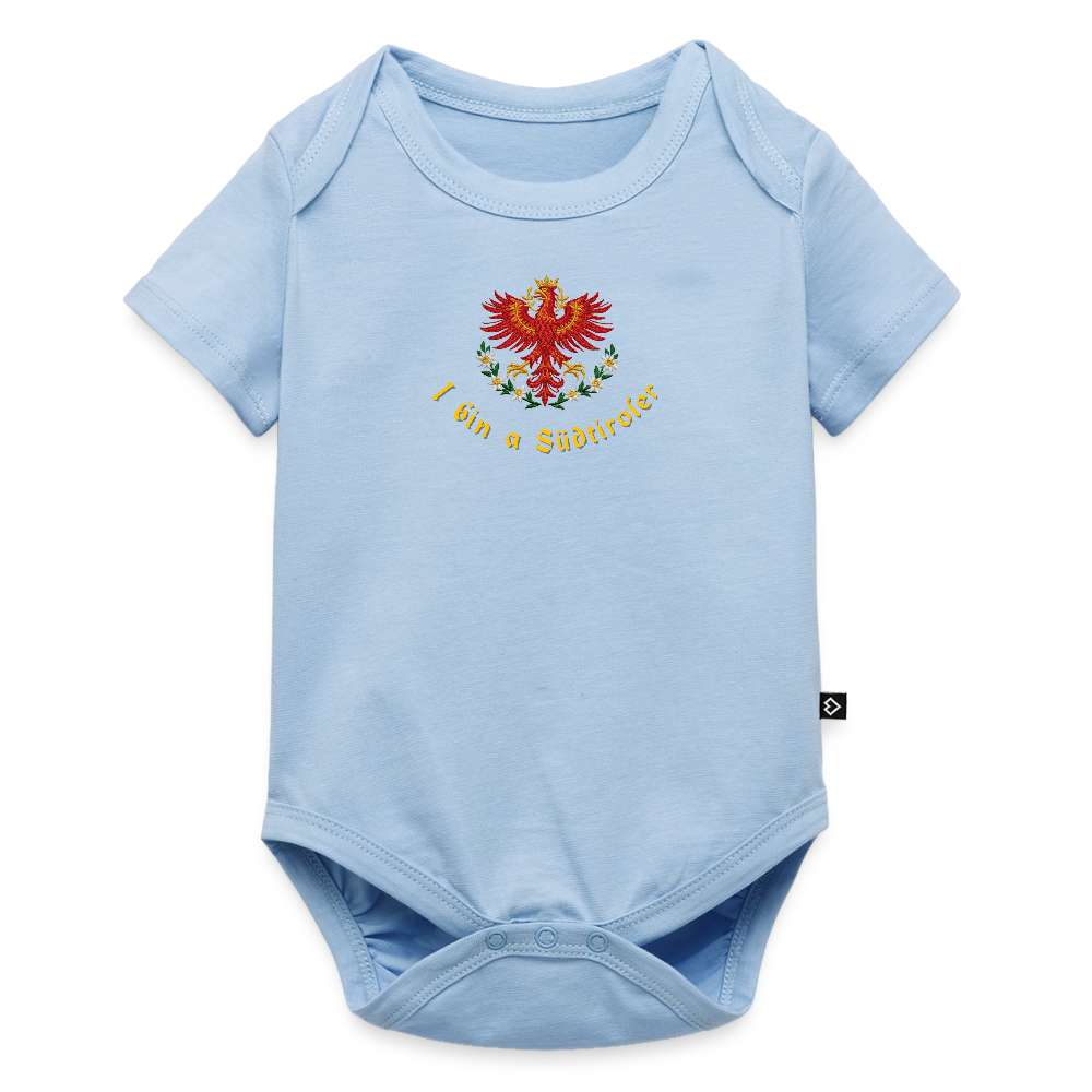 "I bin a  Südtiroler" - Baby Bio-Kurzarm-Body - Tiroler Design Südtirol Lustig - Hellblau