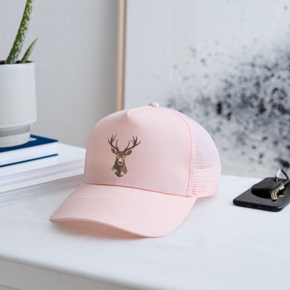 "Hirsch" - Schildkappe - Tiroler Design Südtirol | Trucker Cap Modern Jäger Jagd - Hellrosa