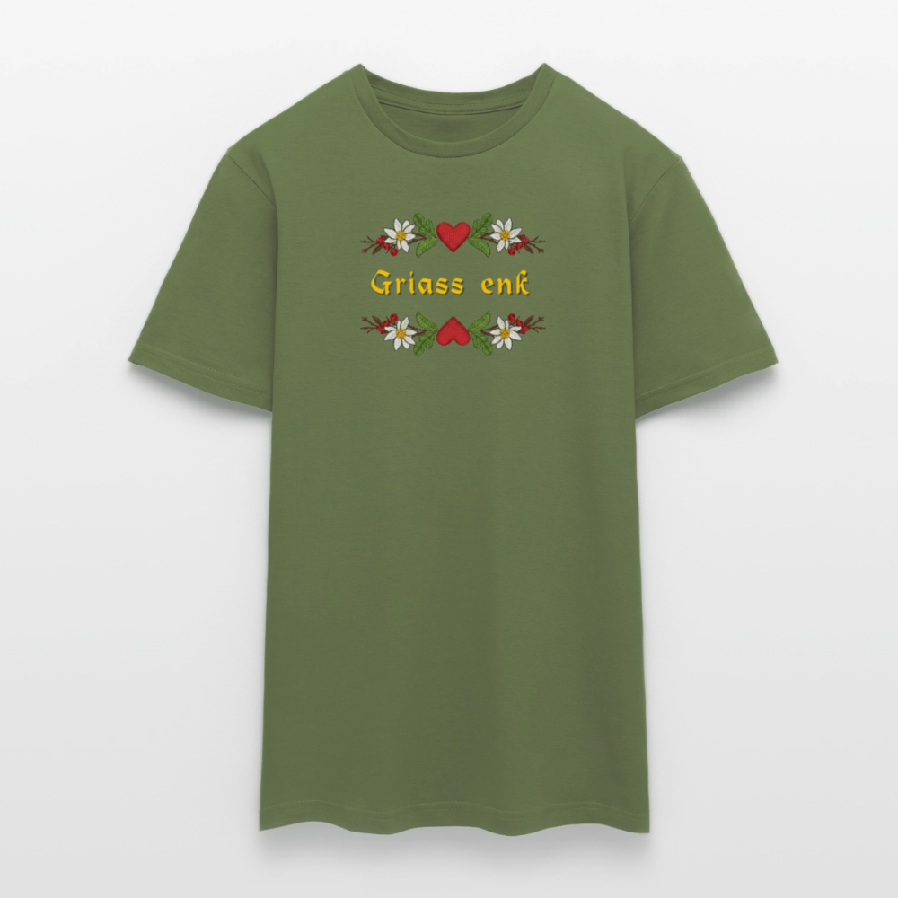"Griass enk" - Shirt - Tiroler Design Südtirol | Männer T-Shirt Lustig - Militärgrün