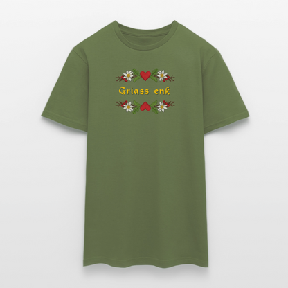"Griass enk" - Shirt - Tiroler Design Südtirol | Männer T-Shirt Lustig - Militärgrün