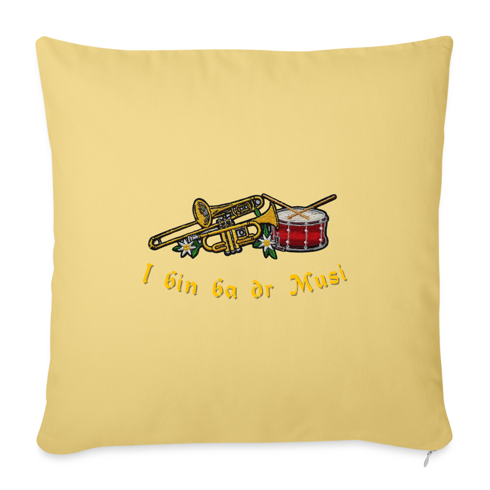 "I bin ba dr Musi" - Kissen - Tiroler Design Südtirol | Sofakissen mit Füllung 44 x 44 cm - Hellgelb