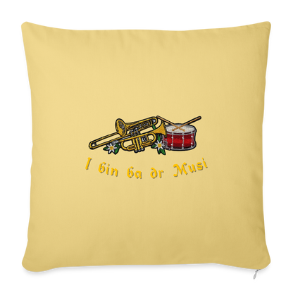 "I bin ba dr Musi" - Kissen - Tiroler Design Südtirol | Sofakissen mit Füllung 44 x 44 cm - Hellgelb