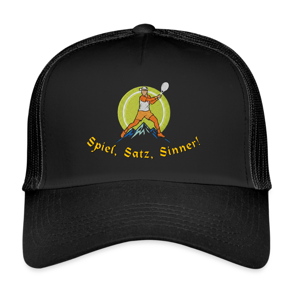 "I bin ba dr Musi" - Schildkappe - Tiroler Design Südtirol | Trucker Cap Tennis Sport - Schwarz/Schwarz