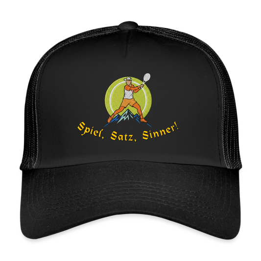 "I bin ba dr Musi" - Schildkappe - Tiroler Design Südtirol | Trucker Cap Tennis Sport - Schwarz/Schwarz