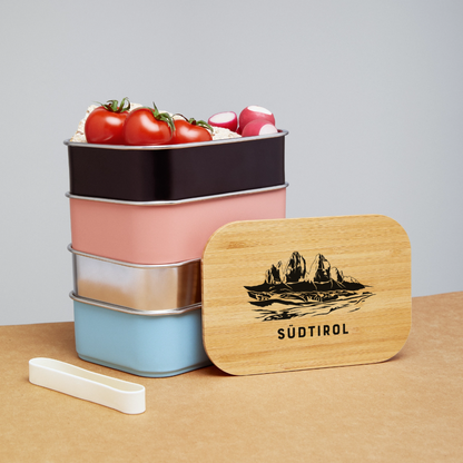 "Südtirol Drei Zinnen" - Jausebox - Tiroler Design Südtirol | Lunch Box - Hellblau