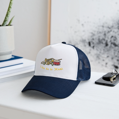 "I bin ba dr Musi" - Schildkappe - Tiroler Design Südtirol | Trucker Cap - Weiß/Navy