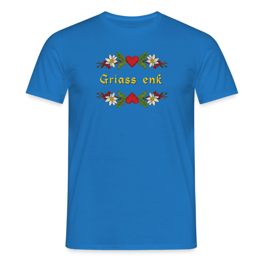 "Griass enk" - Shirt - Tiroler Design Südtirol | Männer T-Shirt Lustig - Royalblau