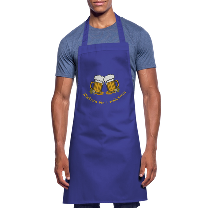 "Nüchtern bin i schüchtern" - Schürze - Tiroler Design Südtirol |  Lustiger Spruch - Royalblau