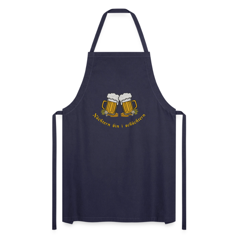"Nüchtern bin i schüchtern" - Schürze - Tiroler Design Südtirol |  Lustiger Spruch - Navy