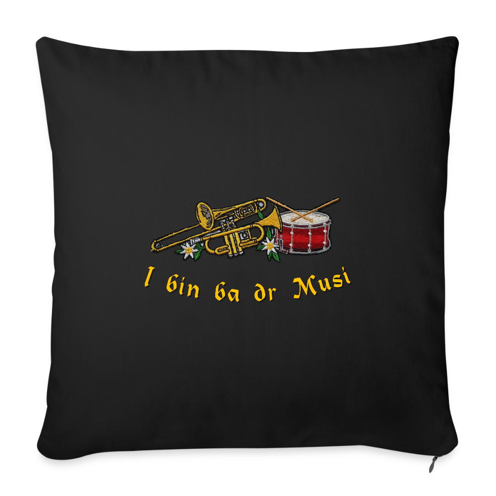 "I bin ba dr Musi" - Kissen - Tiroler Design Südtirol | Sofakissen mit Füllung 44 x 44 cm - Schwarz