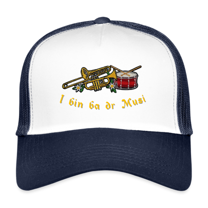 "I bin ba dr Musi" - Schildkappe - Tiroler Design Südtirol | Trucker Cap - Weiß/Navy