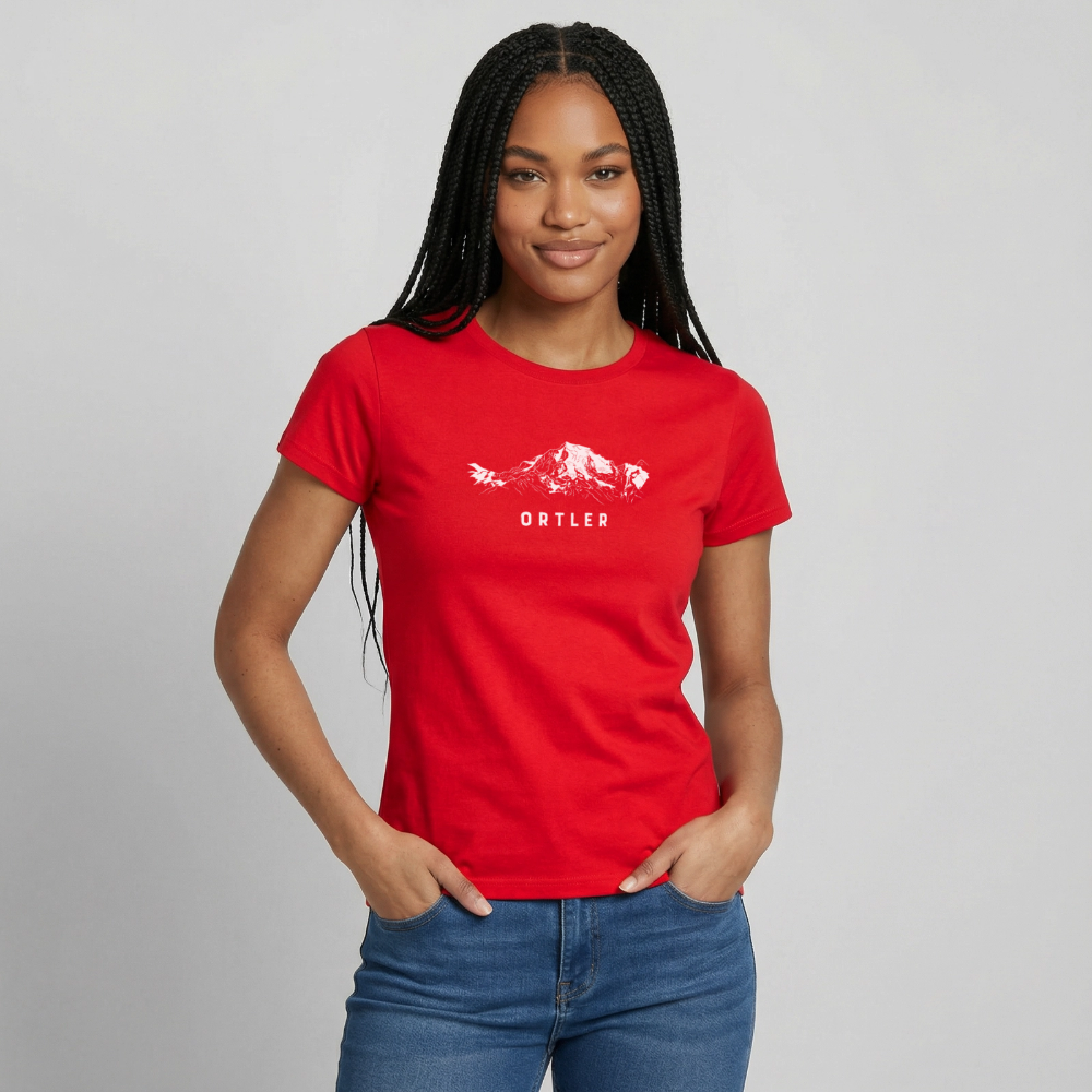 "Ortler" - Shirt -  Berg Design Modern | Frauen T-Shirt Südtirol - Rot