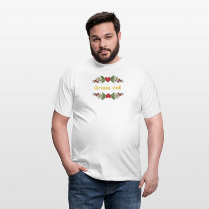"Griass enk" - Shirt - Tiroler Design Südtirol | Männer T-Shirt Lustig - Weiß