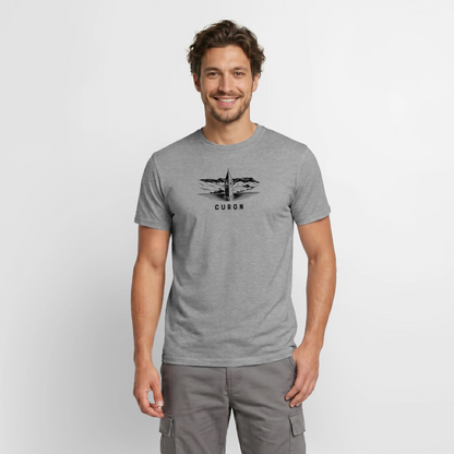 "Curon" - Shirt -  Turm im Reschensee Design Modern | Männer T-Shirt Südtirol - Graphit meliert