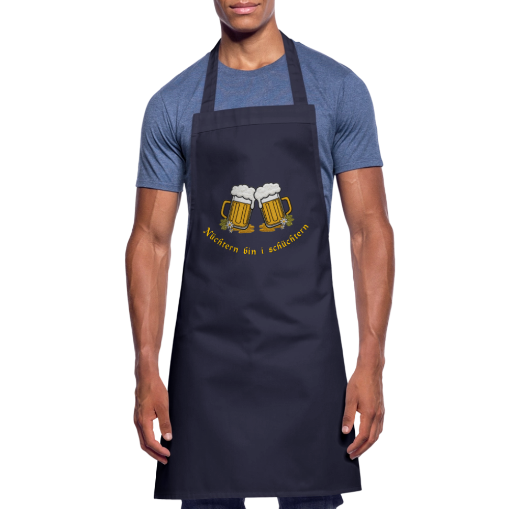 "Nüchtern bin i schüchtern" - Schürze - Tiroler Design Südtirol |  Lustiger Spruch - Navy