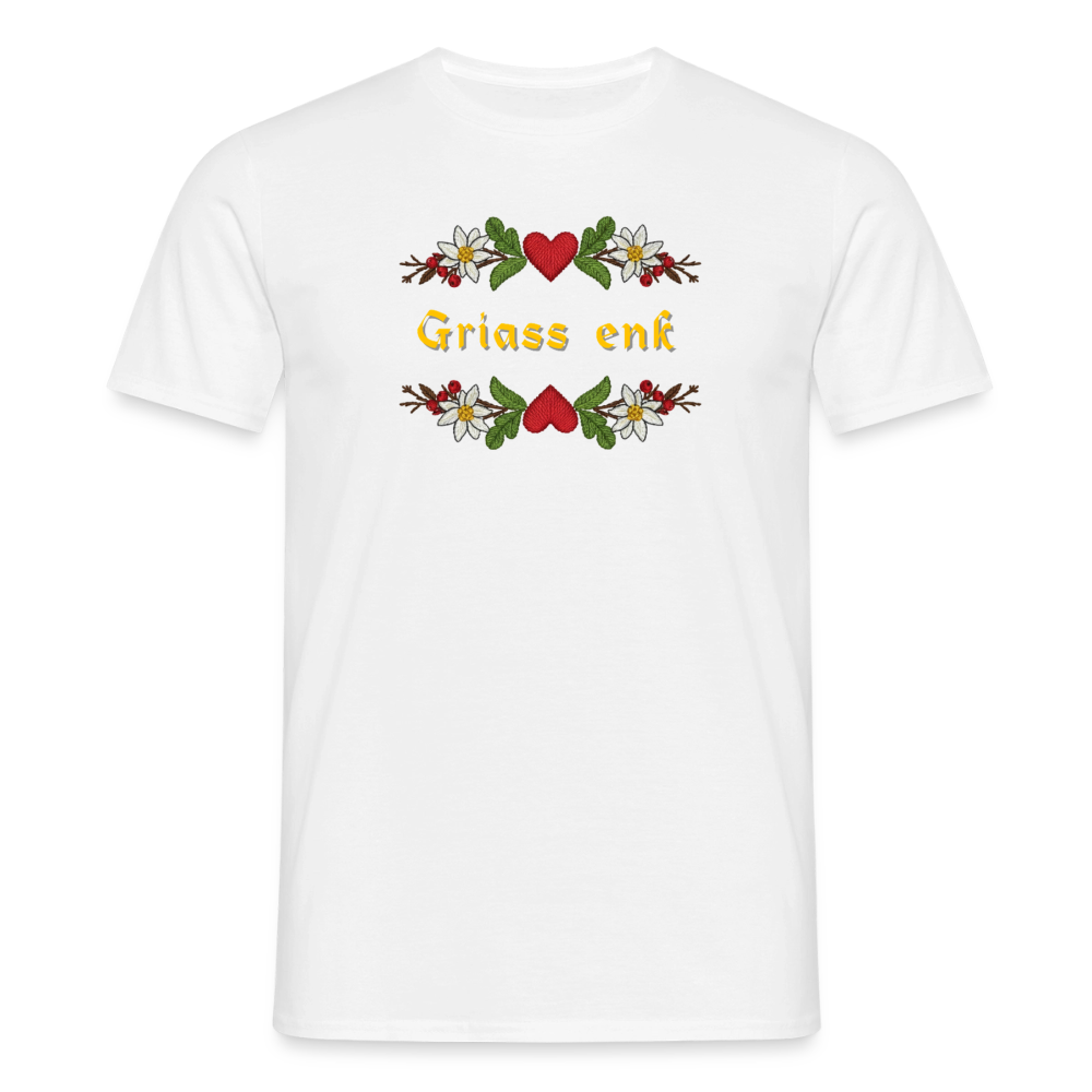 "Griass enk" - Shirt - Tiroler Design Südtirol | Männer T-Shirt Lustig - Weiß