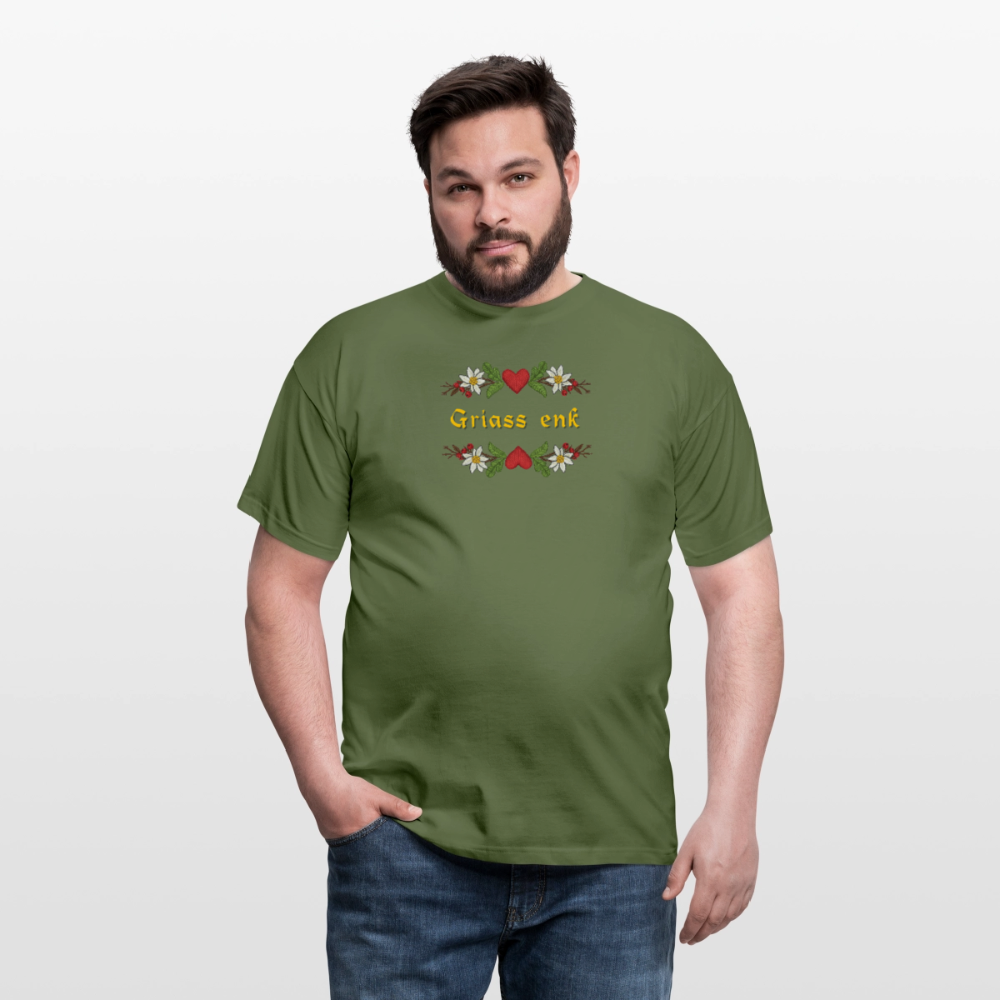 "Griass enk" - Shirt - Tiroler Design Südtirol | Männer T-Shirt Lustig - Militärgrün