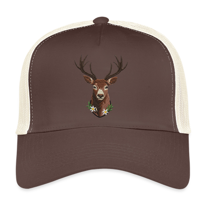 "Hirsch" - Schildkappe - Tiroler Design Südtirol | Trucker Cap Modern Jäger Jagd - Braun/Beige