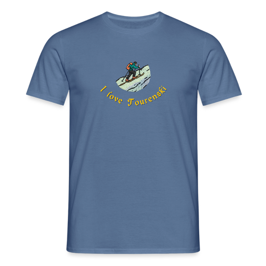 "I love Tourenski" - Shirt - Tiroler Design Südtirol | Männer T-Shirt Skitouren - Taubenblau 