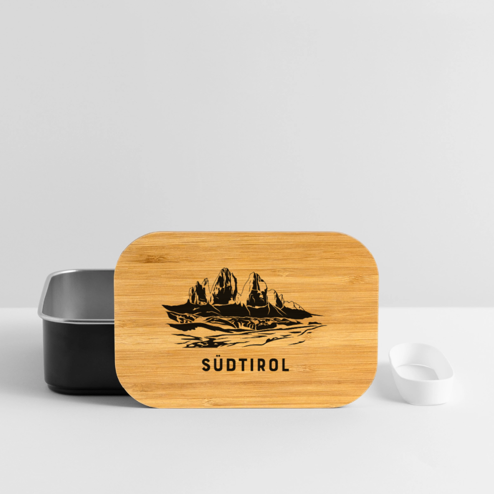 "Südtirol Drei Zinnen" - Jausebox - Tiroler Design Südtirol | Lunch Box - Schwarz