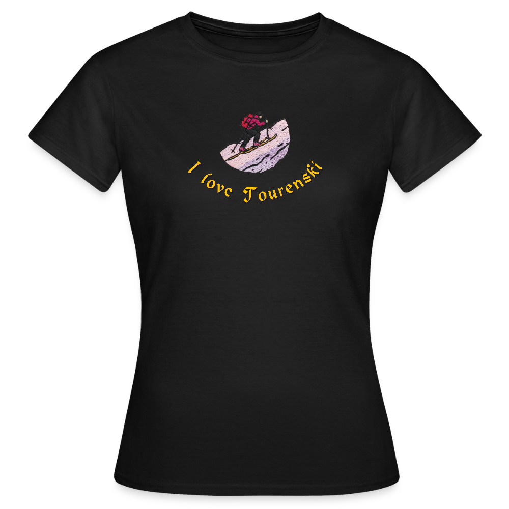 "I love Tourenski" - Shirt - Tiroler Design Südtirol | Frauen T-Shirt Skitouren - Schwarz