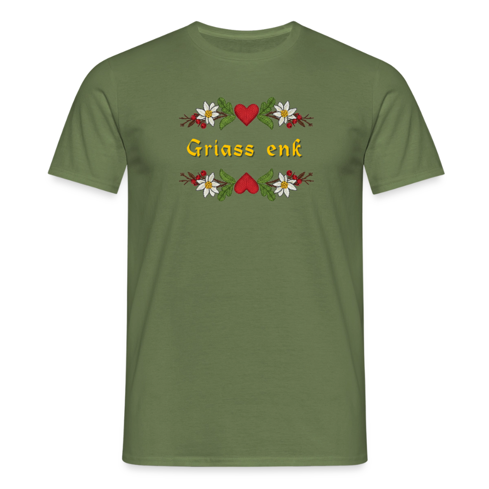 "Griass enk" - Shirt - Tiroler Design Südtirol | Männer T-Shirt Lustig - Militärgrün