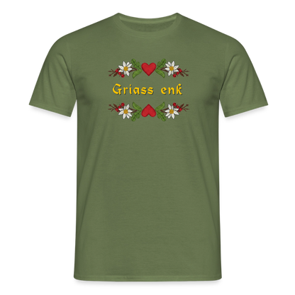 "Griass enk" - Shirt - Tiroler Design Südtirol | Männer T-Shirt Lustig - Militärgrün