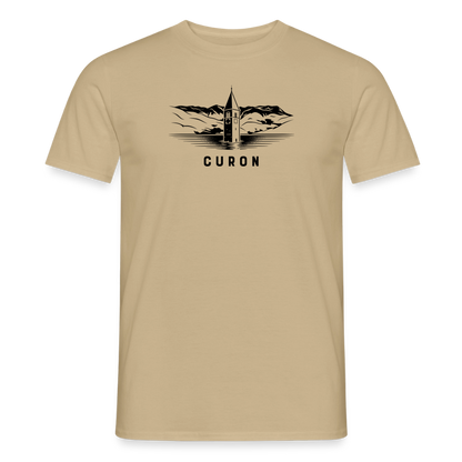 "Curon" - Shirt -  Turm im Reschensee Design Modern | Männer T-Shirt Südtirol - Sandbeige