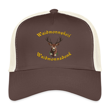 "Waidmonnsheil Waidmonnsdonk" - Schildkappe - Tiroler Design Südtirol | Trucker Cap - Braun/Beige