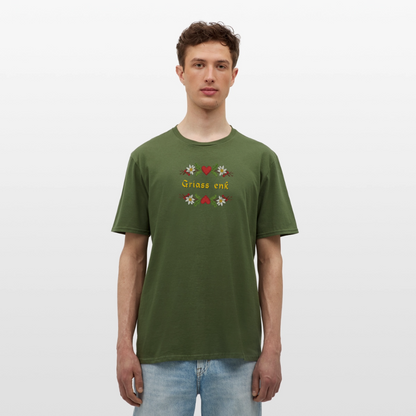 "Griass enk" - Shirt - Tiroler Design Südtirol | Männer T-Shirt Lustig - Militärgrün
