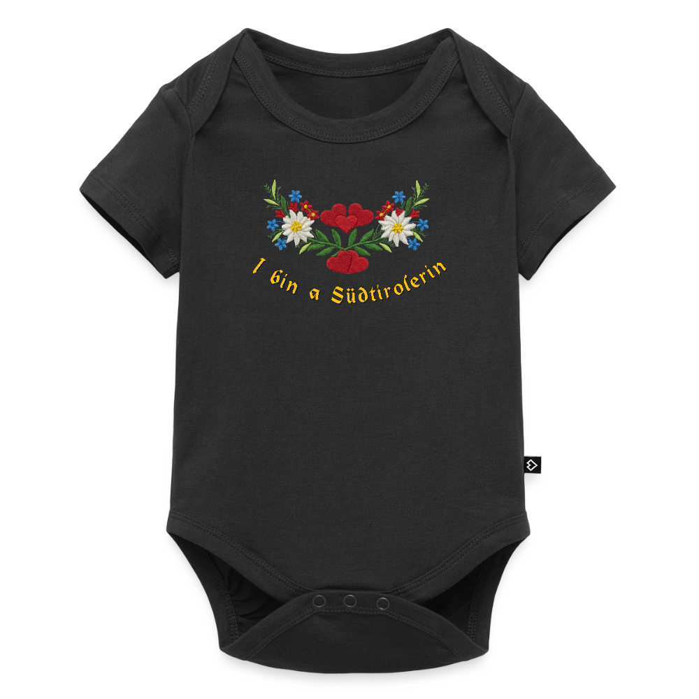"I bin a Südtirolerin" - Baby Bio-Kurzarm-Body - Mädchen - Tiroler Design Südtirol Lustig - Schwarz