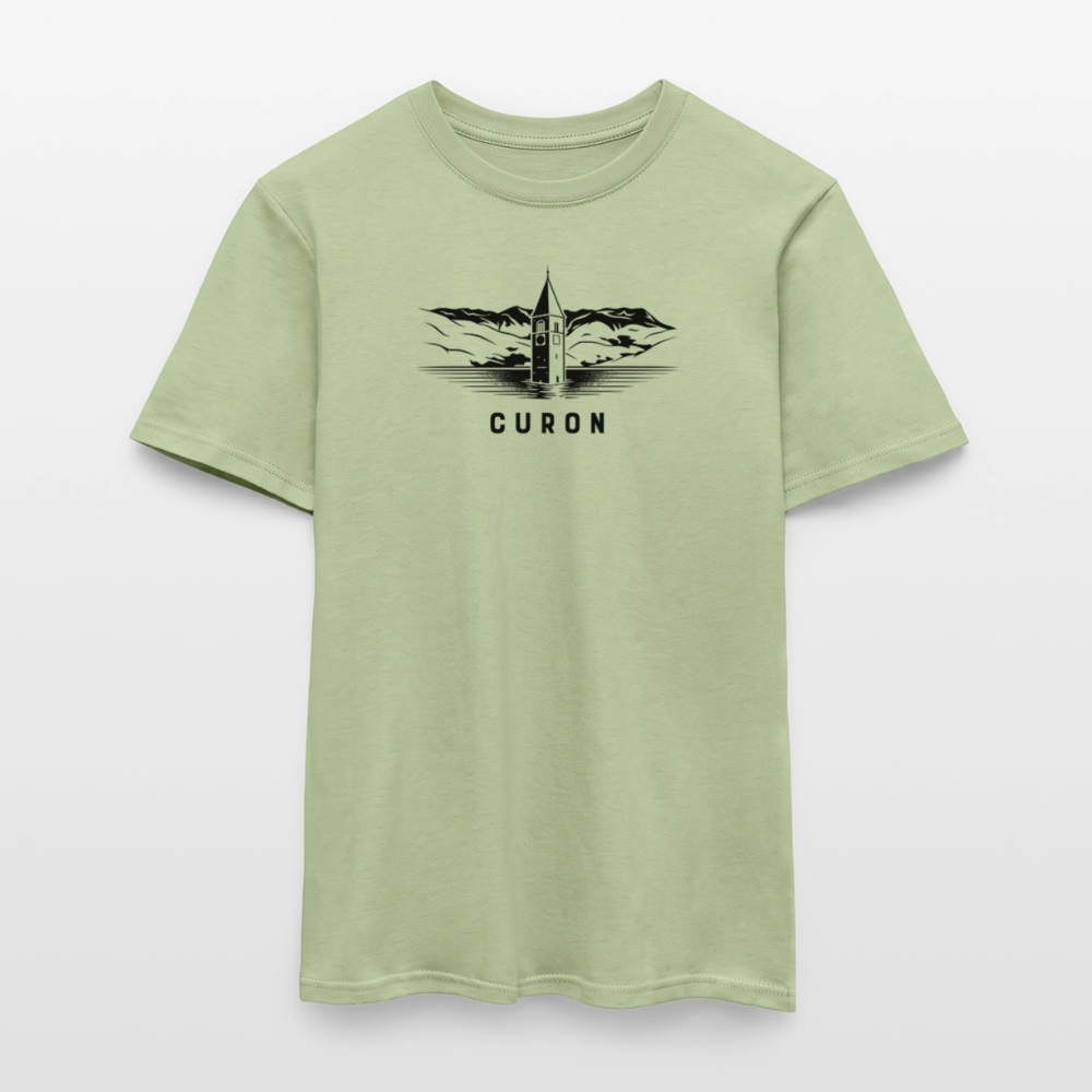 "Curon" - Shirt -  Turm im Reschensee Design Modern | Männer T-Shirt Südtirol - Sage