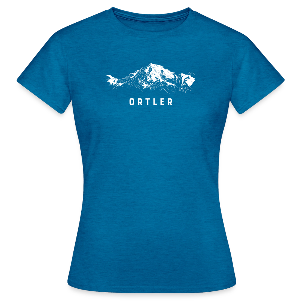 "Ortler" - Shirt -  Berg Design Modern | Frauen T-Shirt Südtirol - Antikblaues Saphir meliert