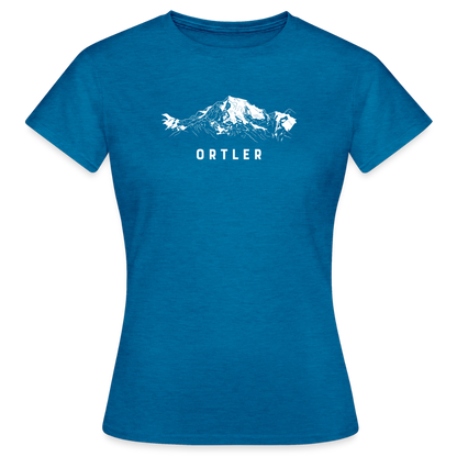 "Ortler" - Shirt -  Berg Design Modern | Frauen T-Shirt Südtirol - Antikblaues Saphir meliert
