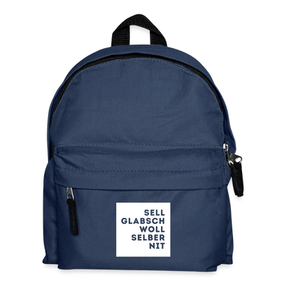 "Sell glabsch woll selber nit" - Tiroler Design Südtirol | Kinder Rucksack - Navy