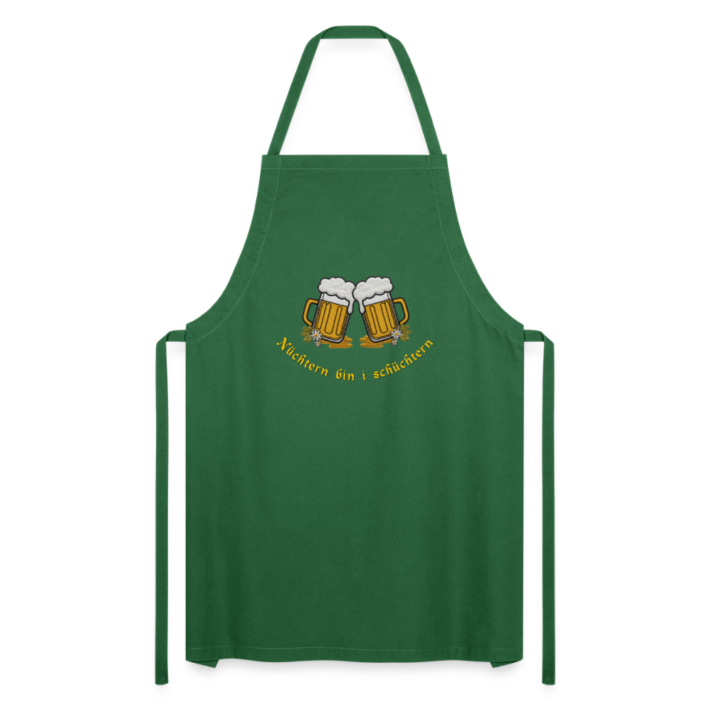 "Nüchtern bin i schüchtern" - Schürze - Tiroler Design Südtirol |  Lustiger Spruch - Grün