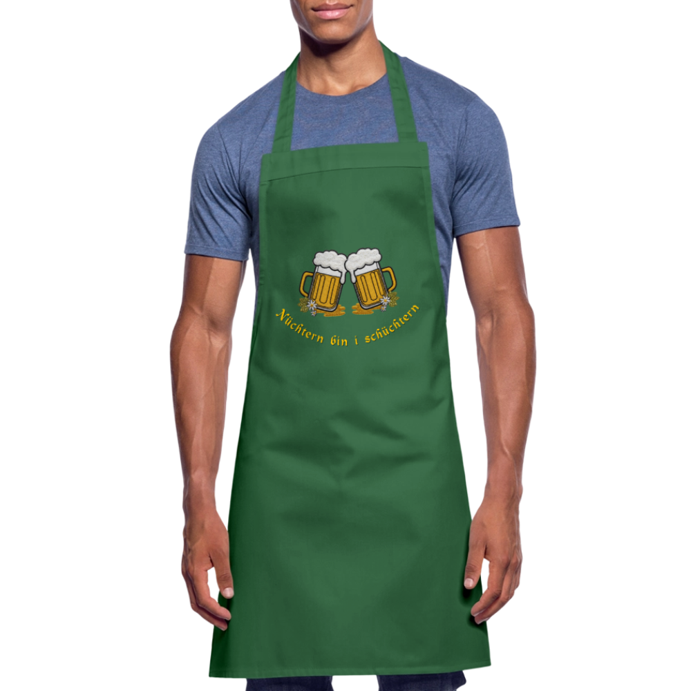 "Nüchtern bin i schüchtern" - Schürze - Tiroler Design Südtirol |  Lustiger Spruch - Grün