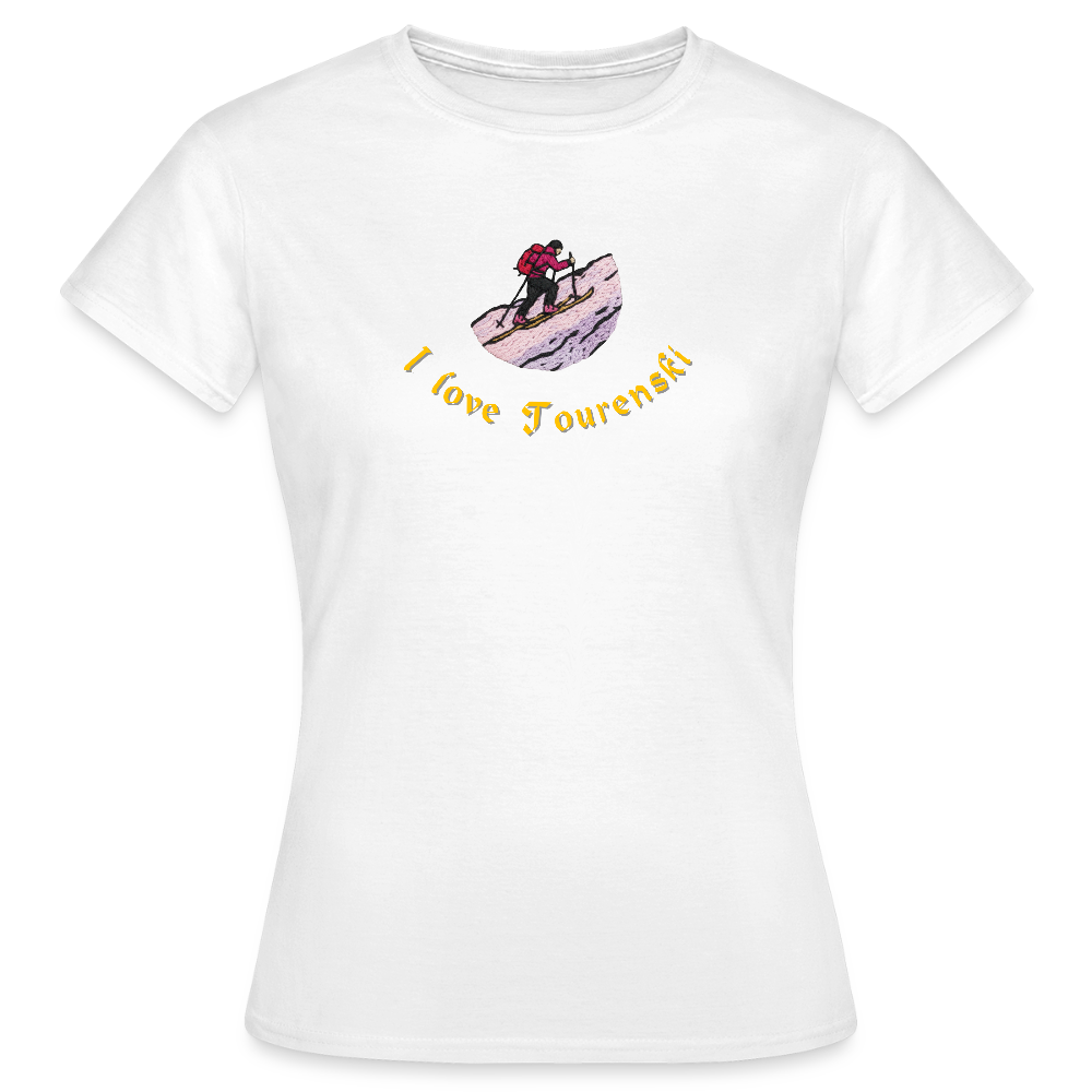 "I love Tourenski" - Shirt - Tiroler Design Südtirol | Frauen T-Shirt Skitouren - Weiß