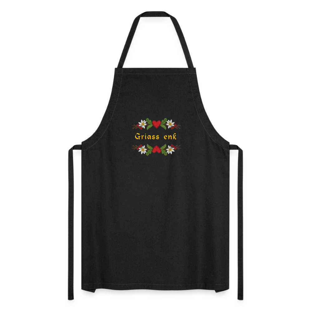 "Griass enk" - Shirt - Tiroler Design Südtirol |  Lustiger Spruch | Kochschürze - Schwarz