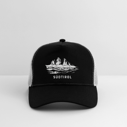 "Südtirol Drei Zinnen" - Schildkappe - Tiroler Design Südtirol | Trucker Cap Modern - Schwarz/Steingrau