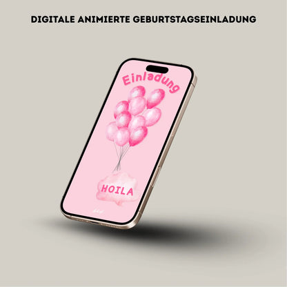 Animierte Geburtstagseinladung "Kids Pink" | Digitaler Download | Video | Fröhliches Design | Einladung für Kinder | Digitale Einladung für Whatsapp | Instagram | Tiktok
