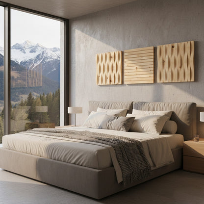 Edles Wandpaneel WAVES aus Zirbe Südtirol | 33x33 cm | 1 Stück | Holzpaneel Zirm Alpin Wellen | Wandkunst Zirbenwelle Holzbild | Handgefertigtes Unikat aus Südtirol mit natürlichem Holzduft