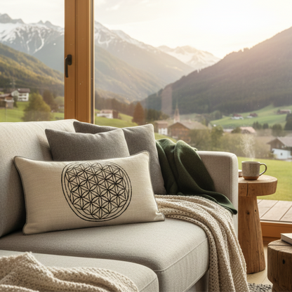 Zirbenkissen LEBENSBLUME 20x35 hell Südtirol