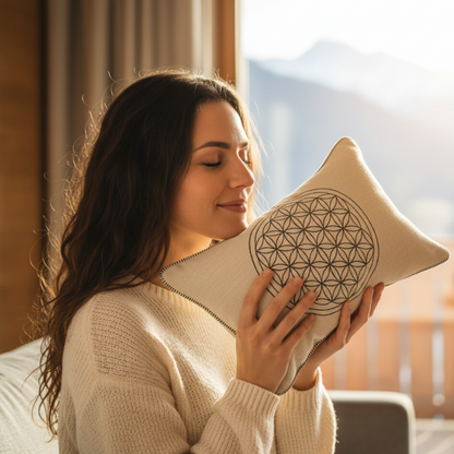 Zirbenkissen LEBENSBLUME 20x35 hell Südtirol