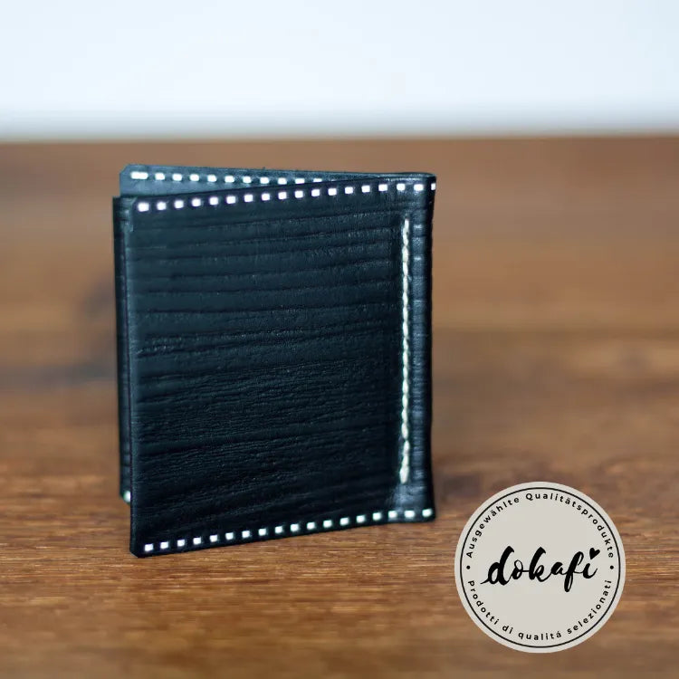 Kartenetui mit Geldklammer Leder Holzoptik schwarz Südtirol