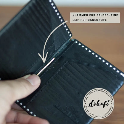 Kartenetui mit Geldklammer Leder Holzoptik schwarz Südtirol