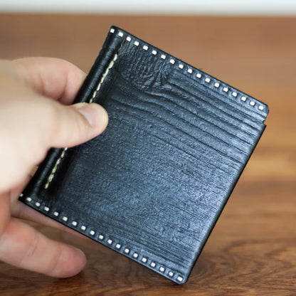 Kartenetui mit Geldklammer Leder Holzoptik schwarz Südtirol