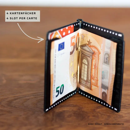 Kartenetui mit Geldklammer Leder Holzoptik schwarz Südtirol
