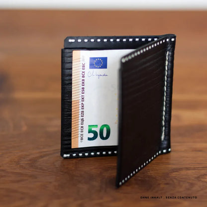 Kartenetui mit Geldklammer Leder Holzoptik schwarz Südtirol